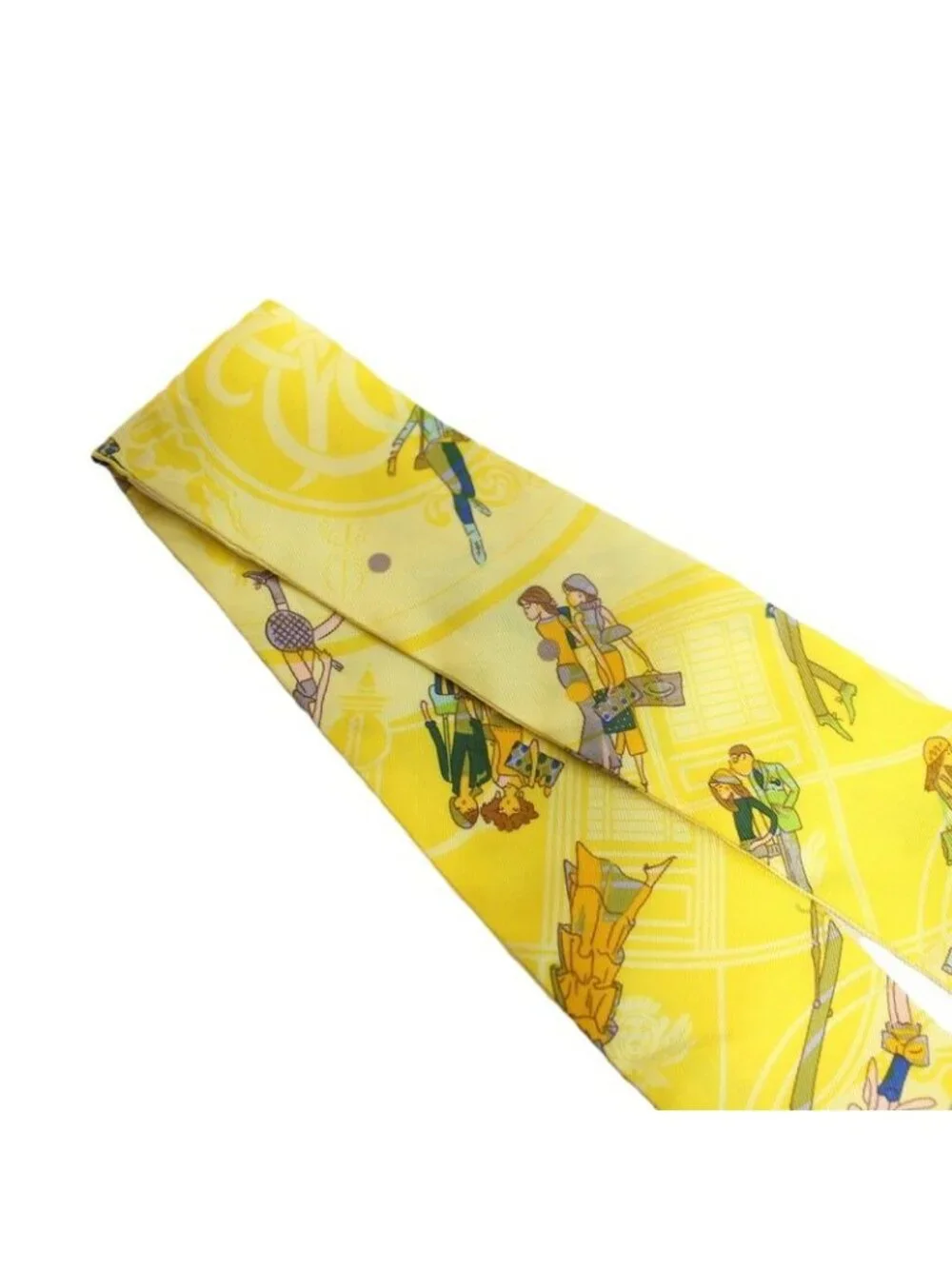 Hermes Twilly Exlibris Parisienne Silk Yellow Scarf - Picture 3 of 10